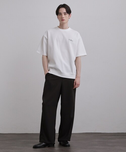 tk.TAKEO KIKUCHI(ティーケータケオキクチ)の「ポリワッフルカットソー(Tシャツ/カットソー・メンズ・ナチュラル/ホワイト/ブラック・04/03/02)」の5枚目の写真
