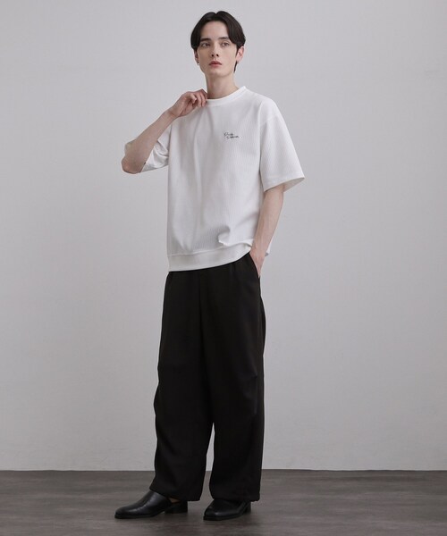 tk.TAKEO KIKUCHI(ティーケータケオキクチ)の「ポリワッフルカットソー(Tシャツ/カットソー・メンズ・ナチュラル/ホワイト/ブラック・04/03/02)」の6枚目の写真
