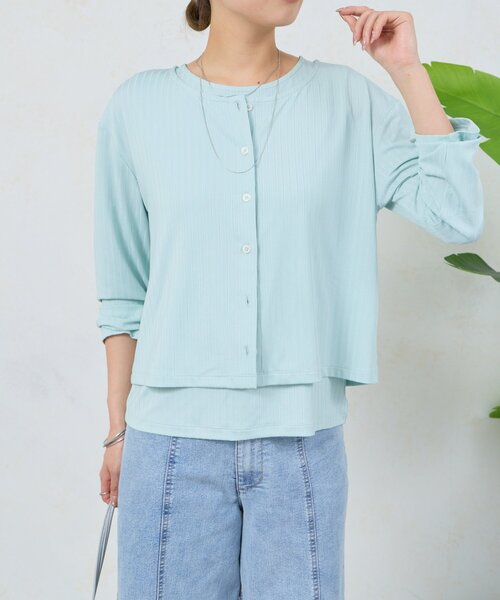 Jena espace merveilleux(ジェナ エスパスメルヴェイユ)の「ストライプセットカットソー(Tシャツ/カットソー・レディース・ブラック/ミント/オフホワイト・FREE)」の3枚目の写真