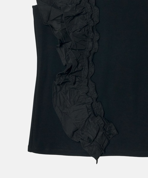 LE CIEL BLEU(ルシェルブルー)の「ラッフルディテールスリーブレスTシャツ / Ruffle Detail Sleeveless T-Shirt(Tシャツ/カットソー・レディース・ブラック/オフホワイト・36)」の19枚目の写真
