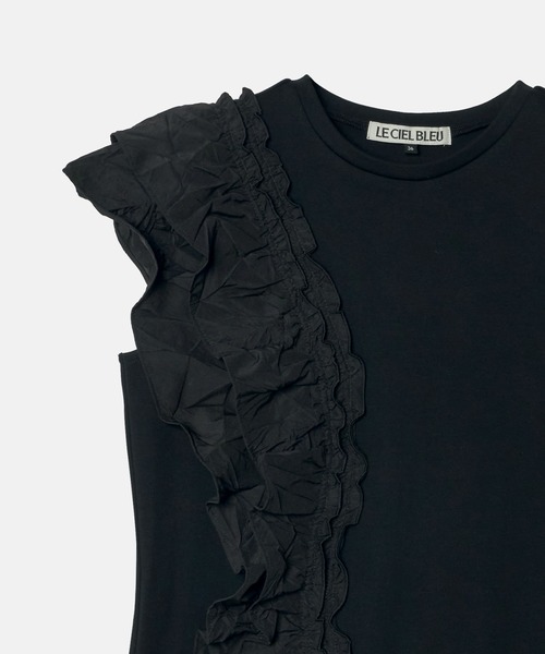 LE CIEL BLEU(ルシェルブルー)の「ラッフルディテールスリーブレスTシャツ / Ruffle Detail Sleeveless T-Shirt(Tシャツ/カットソー・レディース・ブラック/オフホワイト・36)」の18枚目の写真