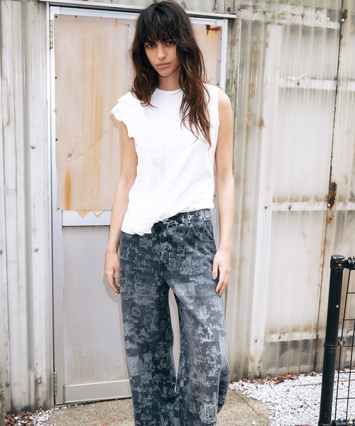 LE CIEL BLEU(ルシェルブルー)の「ラッフルディテールスリーブレスTシャツ / Ruffle Detail Sleeveless T-Shirt(Tシャツ/カットソー・レディース・ブラック/オフホワイト・36)」の22枚目の写真