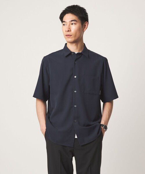 green label relaxing(グリーンレーベルリラクシング)の「【WEB限定】JUST fit ソフト ドレープ 半袖 シャツ(シャツ/ブラウス・メンズ・ネイビー/ダークグレー/ライトグレー/オフホワイト・S/XL/L/M)」の4枚目の写真
