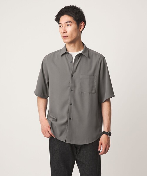green label relaxing(グリーンレーベルリラクシング)の「【WEB限定】JUST fit ソフト ドレープ 半袖 シャツ(シャツ/ブラウス・メンズ・ネイビー/ダークグレー/ライトグレー/オフホワイト・S/XL/L/M)」の3枚目の写真