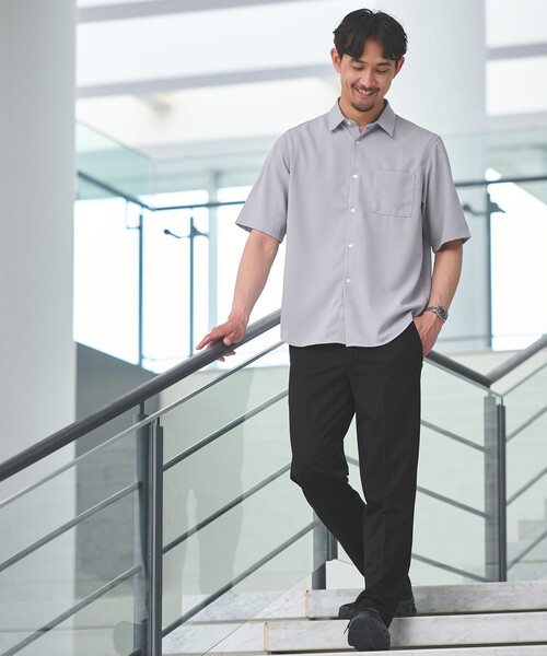 green label relaxing(グリーンレーベルリラクシング)の「【WEB限定】JUST fit ソフト ドレープ 半袖 シャツ(シャツ/ブラウス・メンズ・ネイビー/ダークグレー/ライトグレー/オフホワイト・S/XL/L/M)」の5枚目の写真