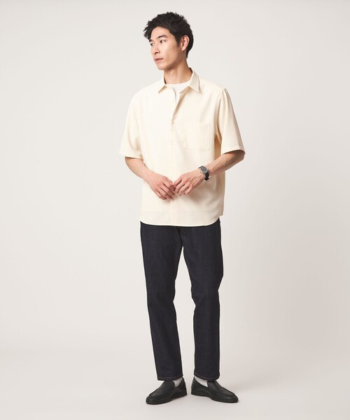 green label relaxing(グリーンレーベルリラクシング)の「【WEB限定】JUST fit ソフト ドレープ 半袖 シャツ(シャツ/ブラウス・メンズ・ネイビー/ダークグレー/ライトグレー/オフホワイト・S/XL/L/M)」の6枚目の写真