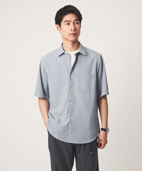 green label relaxing(グリーンレーベルリラクシング)の「【WEB限定】JUST fit ソフト ドレープ 半袖 シャツ(シャツ/ブラウス・メンズ・ネイビー/ダークグレー/ライトグレー/オフホワイト・S/XL/L/M)」の7枚目の写真