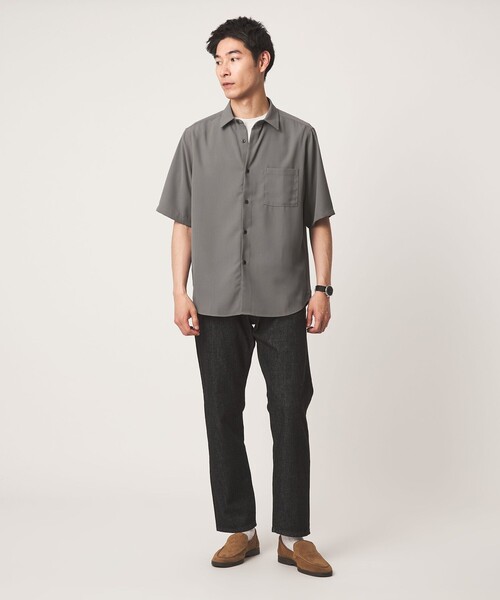 green label relaxing(グリーンレーベルリラクシング)の「【WEB限定】JUST fit ソフト ドレープ 半袖 シャツ(シャツ/ブラウス・メンズ・ネイビー/ダークグレー/ライトグレー/オフホワイト・S/XL/L/M)」の9枚目の写真