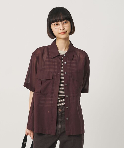 BEAUTY&YOUTH UNITED ARROWS(ビューティーアンドユースユナイテッドアローズ)の「コットンツイル シアー サファリシャツ(シャツ/ブラウス・レディース・ライラック/ネイビー/ワイン・S/M)」の3枚目の写真