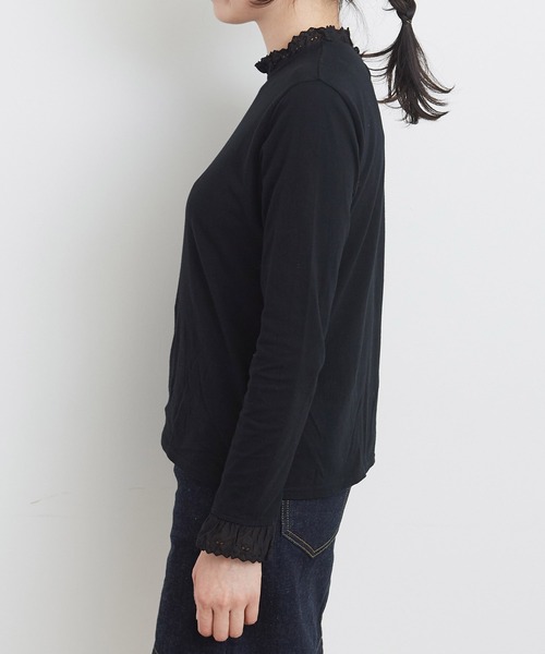 Dot&Stripes CHILD WOMAN(ドットアンドストライプス チャイルドウーマン)の「30/1天竺 チェリーレース プルオーバー(Tシャツ/カットソー・レディース・ホワイト/ブラック・FREE)」の17枚目の写真
