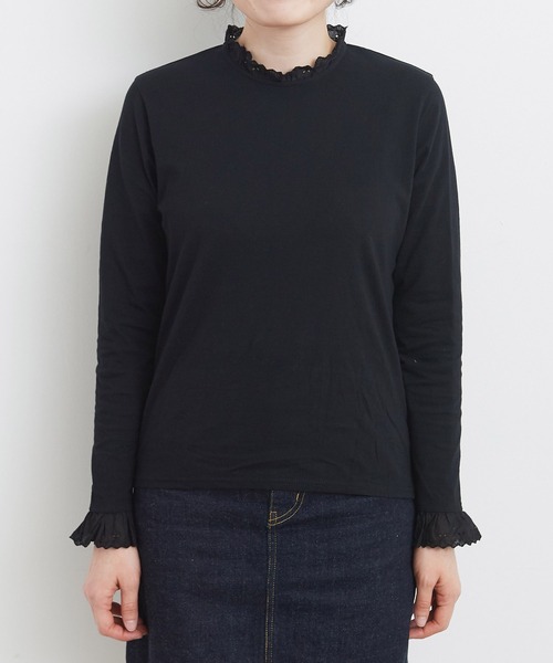 Dot&Stripes CHILD WOMAN(ドットアンドストライプス チャイルドウーマン)の「30/1天竺 チェリーレース プルオーバー(Tシャツ/カットソー・レディース・ホワイト/ブラック・FREE)」の16枚目の写真