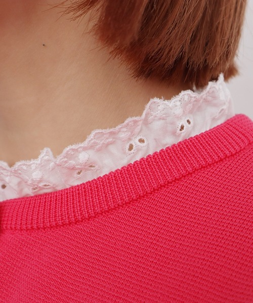 Dot&Stripes CHILD WOMAN(ドットアンドストライプス チャイルドウーマン)の「30/1天竺 チェリーレース プルオーバー(Tシャツ/カットソー・レディース・ホワイト/ブラック・FREE)」の14枚目の写真