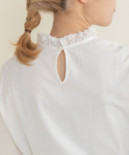 Dot&Stripes CHILD WOMAN(ドットアンドストライプス チャイルドウーマン)の「30/1天竺 チェリーレース プルオーバー(Tシャツ/カットソー・レディース・ホワイト/ブラック・FREE)」の20枚目の写真