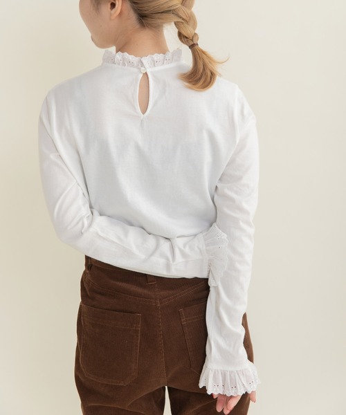 Dot&Stripes CHILD WOMAN(ドットアンドストライプス チャイルドウーマン)の「30/1天竺 チェリーレース プルオーバー(Tシャツ/カットソー・レディース・ホワイト/ブラック・FREE)」の19枚目の写真