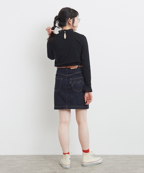 Dot&Stripes CHILD WOMAN(ドットアンドストライプス チャイルドウーマン)の「30/1天竺 チェリーレース プルオーバー(Tシャツ/カットソー・レディース・ホワイト/ブラック・FREE)」の7枚目の写真