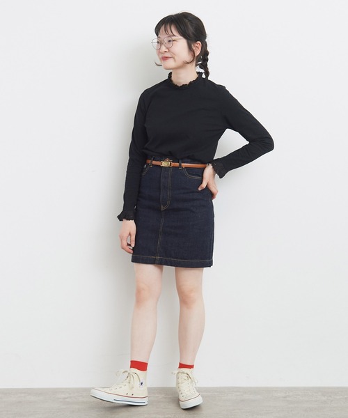 Dot&Stripes CHILD WOMAN(ドットアンドストライプス チャイルドウーマン)の「30/1天竺 チェリーレース プルオーバー(Tシャツ/カットソー・レディース・ホワイト/ブラック・FREE)」の6枚目の写真
