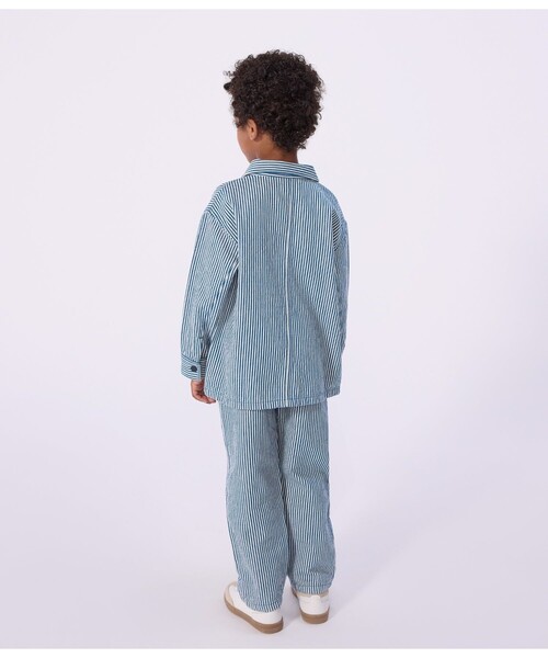 PETIT BATEAU(プチバトー)の「ストライプジャケット(ブルゾン・キッズ・ホワイト×ブルー・3YEAR/4YEAR/5YEAR)」の2枚目の写真
