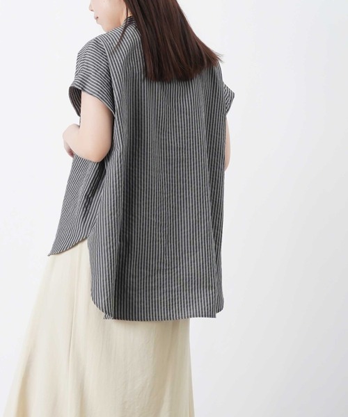 LUCA/LADY LUCK LUCA（ルカ/レディラックルカ）の「LC/LLL サッカー半袖バンドカラーブラウス（シャツ/ブラウス・レディース・ブラック/ブルー/オフホワイト・FREE）」の14枚目の写真