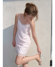 Double Lace Slip Dress, Light Pink