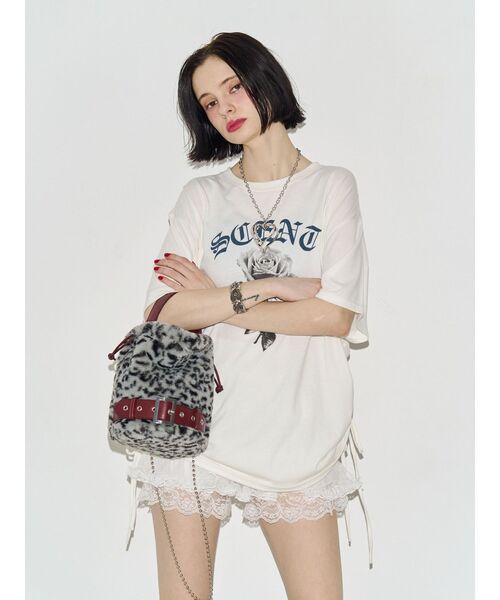 jouetie(ジュエティ)の「ローズロゴルーズTシャツ(Tシャツ/カットソー・レディース・オフホワイト/ブラック/レッド・FREE)」の10枚目の写真