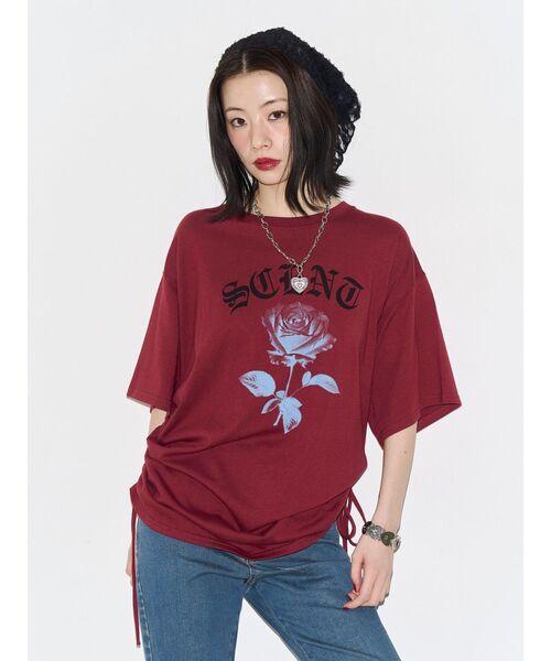 jouetie(ジュエティ)の「ローズロゴルーズTシャツ(Tシャツ/カットソー・レディース・オフホワイト/ブラック/レッド・FREE)」の17枚目の写真
