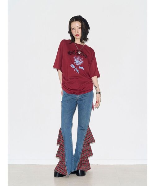 jouetie(ジュエティ)の「ローズロゴルーズTシャツ(Tシャツ/カットソー・レディース・オフホワイト/ブラック/レッド・FREE)」の19枚目の写真