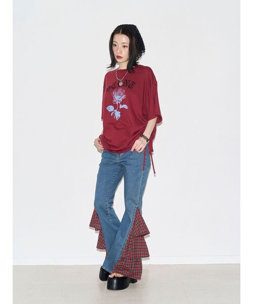 jouetie(ジュエティ)の「ローズロゴルーズTシャツ(Tシャツ/カットソー・レディース・オフホワイト/ブラック/レッド・FREE)」の20枚目の写真