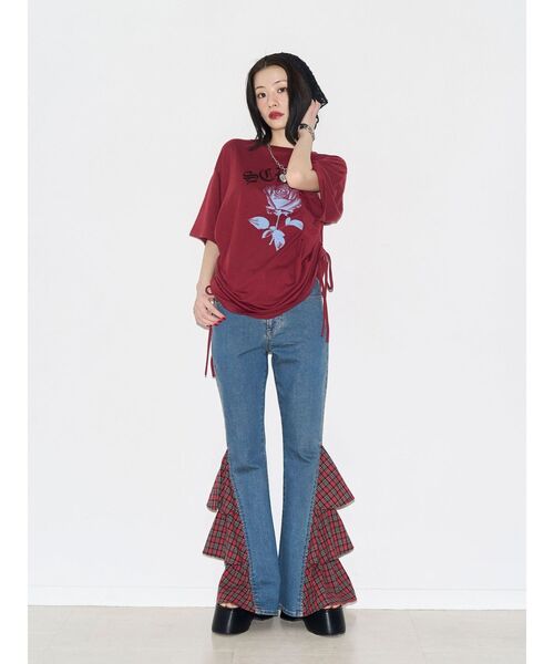 jouetie(ジュエティ)の「ローズロゴルーズTシャツ(Tシャツ/カットソー・レディース・オフホワイト/ブラック/レッド・FREE)」の21枚目の写真