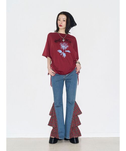 jouetie(ジュエティ)の「ローズロゴルーズTシャツ(Tシャツ/カットソー・レディース・オフホワイト/ブラック/レッド・FREE)」の22枚目の写真