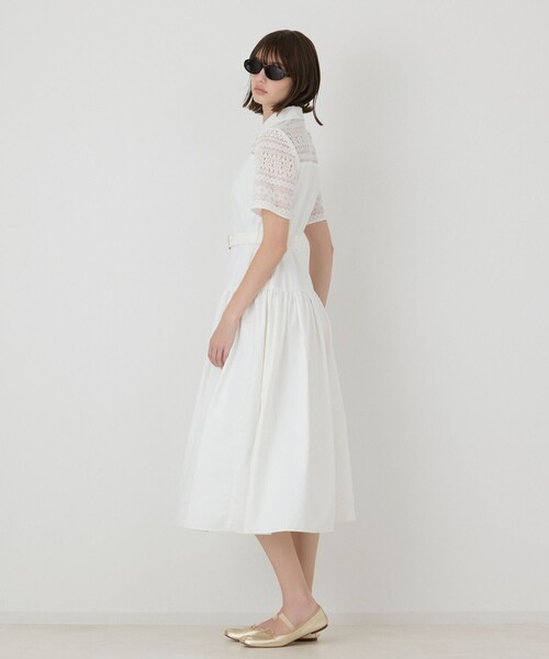GRACE CONTINENTAL(グレースコンチネンタル)の「レースドッキングフレアワンピース(ドレス・レディース・ブラック/キナリ・38/36)」の3枚目の写真