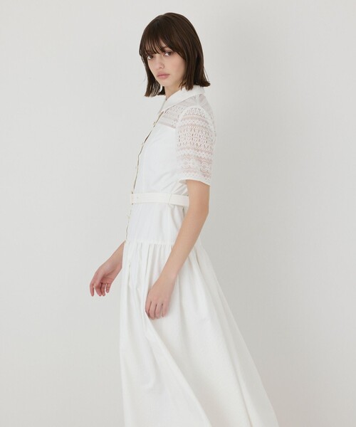 GRACE CONTINENTAL(グレースコンチネンタル)の「レースドッキングフレアワンピース(ドレス・レディース・ブラック/キナリ・38/36)」の7枚目の写真