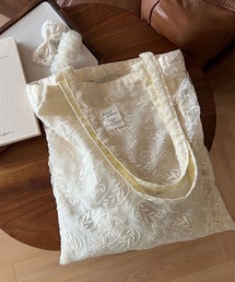 【 ammy. / エイミードット 】 フラワー刺繍 シアー レース トートバッグ