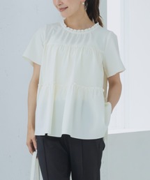 接触冷感/撥水/ご自宅でお洗濯可能/2WAYストレッチ【新作6/19発売】【SONO/ソーノ】【PLUVIOPHILE COL.】ティアードフリルプルオーバー