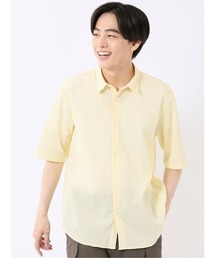 シャツ メンズ 半袖 吸水速乾 軽量 ドライ クールマックス レギュラーカラー ややゆったり ルーズフィット 綿混 楊柳