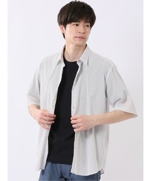 TAKA-Q | シャツ メンズ 半袖 吸水速乾 軽量 ドライ クールマックス レギュラーカラー ややゆったり ルーズフィット 綿混 楊柳(シャツ/ブラウス)