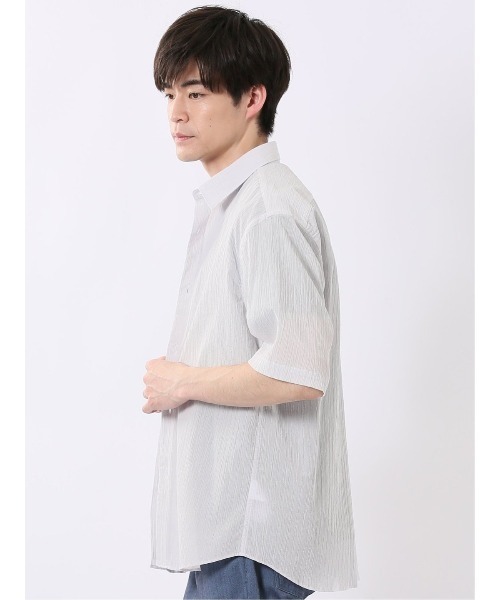 TAKA-Q(タカキュー)の「シャツ メンズ 半袖 吸水速乾 軽量 ドライ クールマックス レギュラーカラー ややゆったり ルーズフィット 綿混 楊柳(シャツ/ブラウス・メンズ・グリーン系その他/ライトグレー/イエロー/ネイビー・MEDIUM/LARGE/X-LARGE)」の5枚目の写真