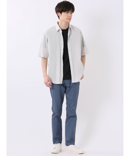 TAKA-Q(タカキュー)の「シャツ メンズ 半袖 吸水速乾 軽量 ドライ クールマックス レギュラーカラー ややゆったり ルーズフィット 綿混 楊柳(シャツ/ブラウス・メンズ・グリーン系その他/ライトグレー/イエロー/ネイビー・MEDIUM/LARGE/X-LARGE)」の8枚目の写真