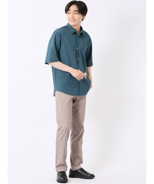 TAKA-Q(タカキュー)の「シャツ メンズ 半袖 吸水速乾 軽量 ドライ クールマックス レギュラーカラー ややゆったり ルーズフィット 綿混 楊柳(シャツ/ブラウス・メンズ・グリーン系その他/ライトグレー/イエロー/ネイビー・MEDIUM/LARGE/X-LARGE)」の19枚目の写真