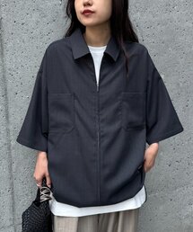 【ユニセックス】フルジップ半袖シャツ