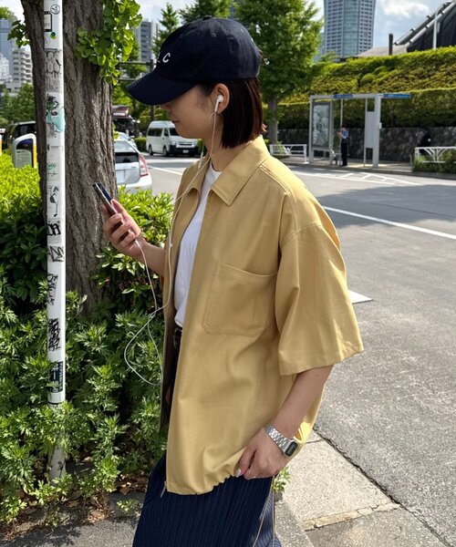 CIAOPANIC TYPY（チャオパニックティピー）の「【ユニセックス】フルジップ半袖シャツ（シャツ/ブラウス・レディース・イエロー/ブラウン/ブラック・MEDIUM/LARGE）」の8枚目の写真