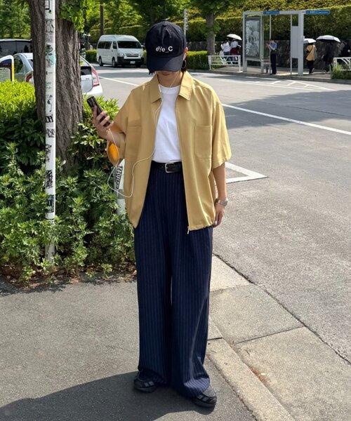CIAOPANIC TYPY（チャオパニックティピー）の「【ユニセックス】フルジップ半袖シャツ（シャツ/ブラウス・レディース・イエロー/ブラウン/ブラック・MEDIUM/LARGE）」の10枚目の写真