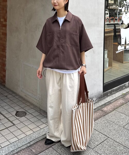 CIAOPANIC TYPY（チャオパニックティピー）の「【ユニセックス】フルジップ半袖シャツ（シャツ/ブラウス・レディース・イエロー/ブラウン/ブラック・MEDIUM/LARGE）」の22枚目の写真
