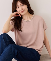パールネックフレンチスリーブプルオーバー