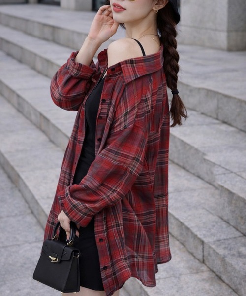 CERCA(チェルカ)の「【Bls】 【ZL】【Bling Leads】シースルーチェックシャツ(シャツ/ブラウス・レディース・ブラック/レッド/ベージュ/ブラック系2・FREE)」の4枚目の写真