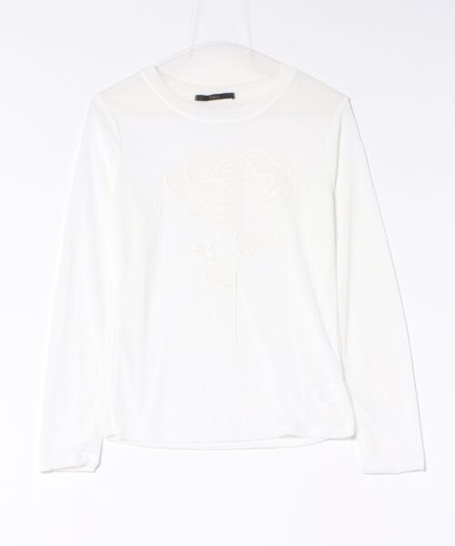 Ritzy(リッツィー)の「Y2KフラワープリントシアーロングTシャツ(Tシャツ/カットソー・レディース・ホワイト・XL/L/M)」の2枚目の写真