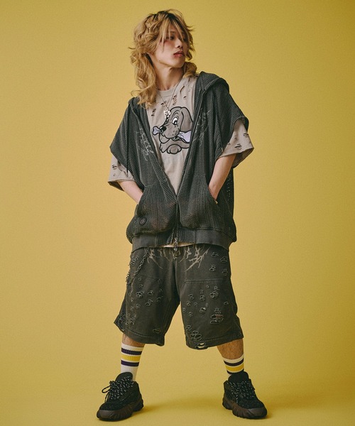 GALFY(ガルフィー)の「GALFY-闇に透けしポンチョ(パーカー・メンズ・ブラック/サンドベージュ・L/XL)」の12枚目の写真