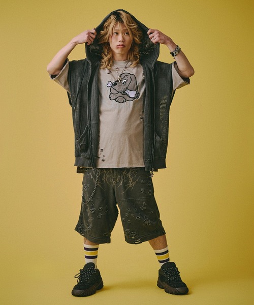GALFY(ガルフィー)の「GALFY-闇に透けしポンチョ(パーカー・メンズ・ブラック/サンドベージュ・L/XL)」の11枚目の写真