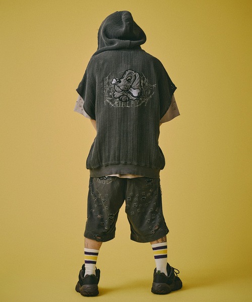 GALFY(ガルフィー)の「GALFY-闇に透けしポンチョ(パーカー・メンズ・ブラック/サンドベージュ・L/XL)」の9枚目の写真