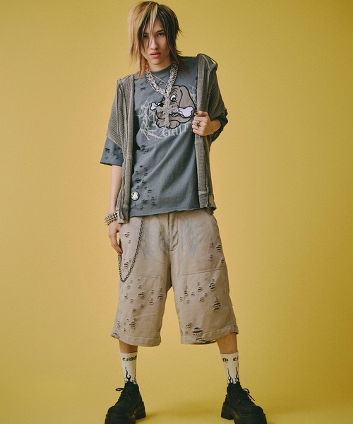 GALFY(ガルフィー)の「GALFY-闇に透けしポンチョ(パーカー・メンズ・ブラック/サンドベージュ・L/XL)」の8枚目の写真