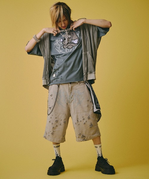 GALFY(ガルフィー)の「GALFY-闇に透けしポンチョ(パーカー・メンズ・ブラック/サンドベージュ・L/XL)」の6枚目の写真